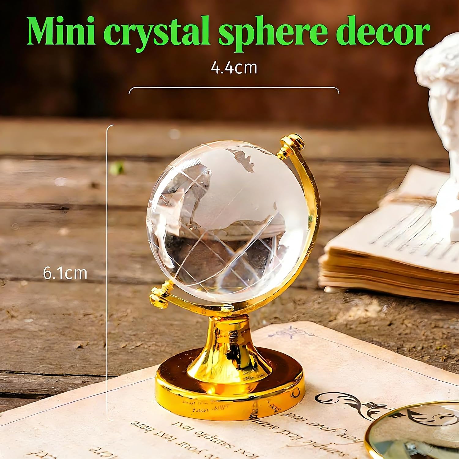 Mini Crystal Sphere, Glass Globe Decorative Ornament for Desk