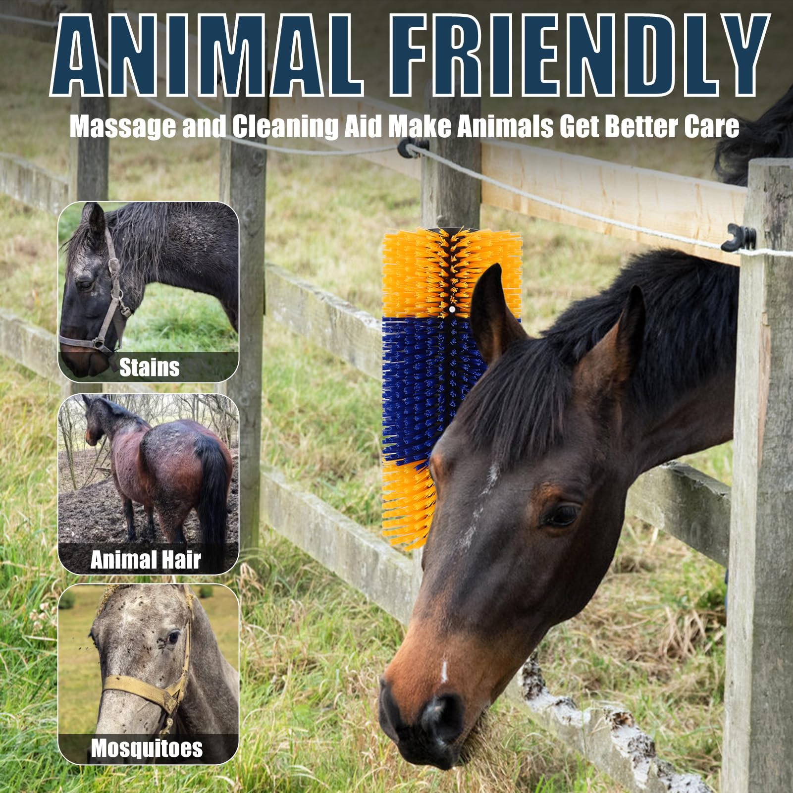 Brosses à Gratter pour Bétail, Brosses de Massage pour Mouton Cheval Vache, Grattoirs pour Animaux de la Ferme, Soulage Les Démangeaisons sur Le Dos (Jaune 2)