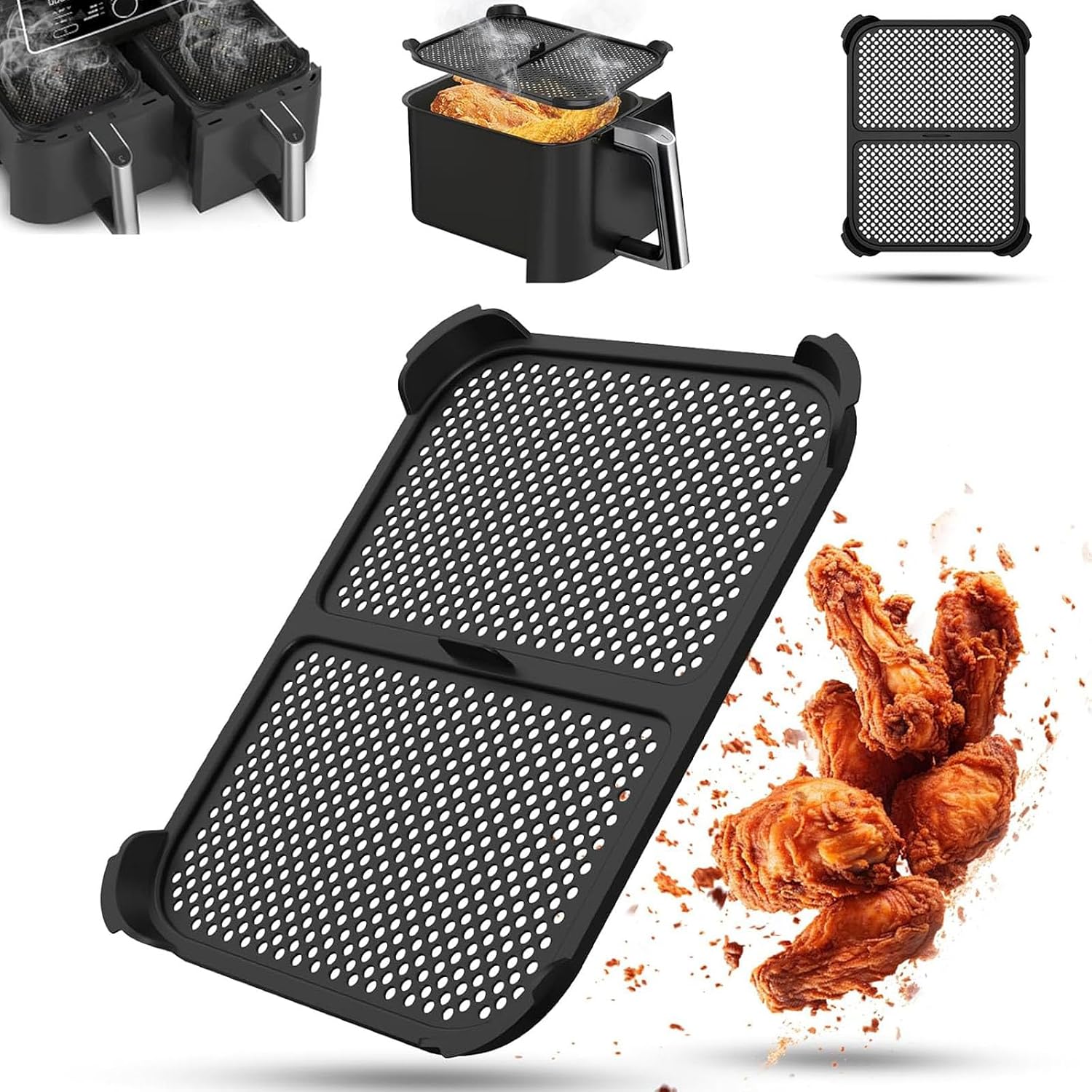 Ventilated Air Fryers Splatters Cover Nonstick Surfaces Oil Protections Even Heat Circulation Dishwasher Safe Design Air Fryers Splatter Guard