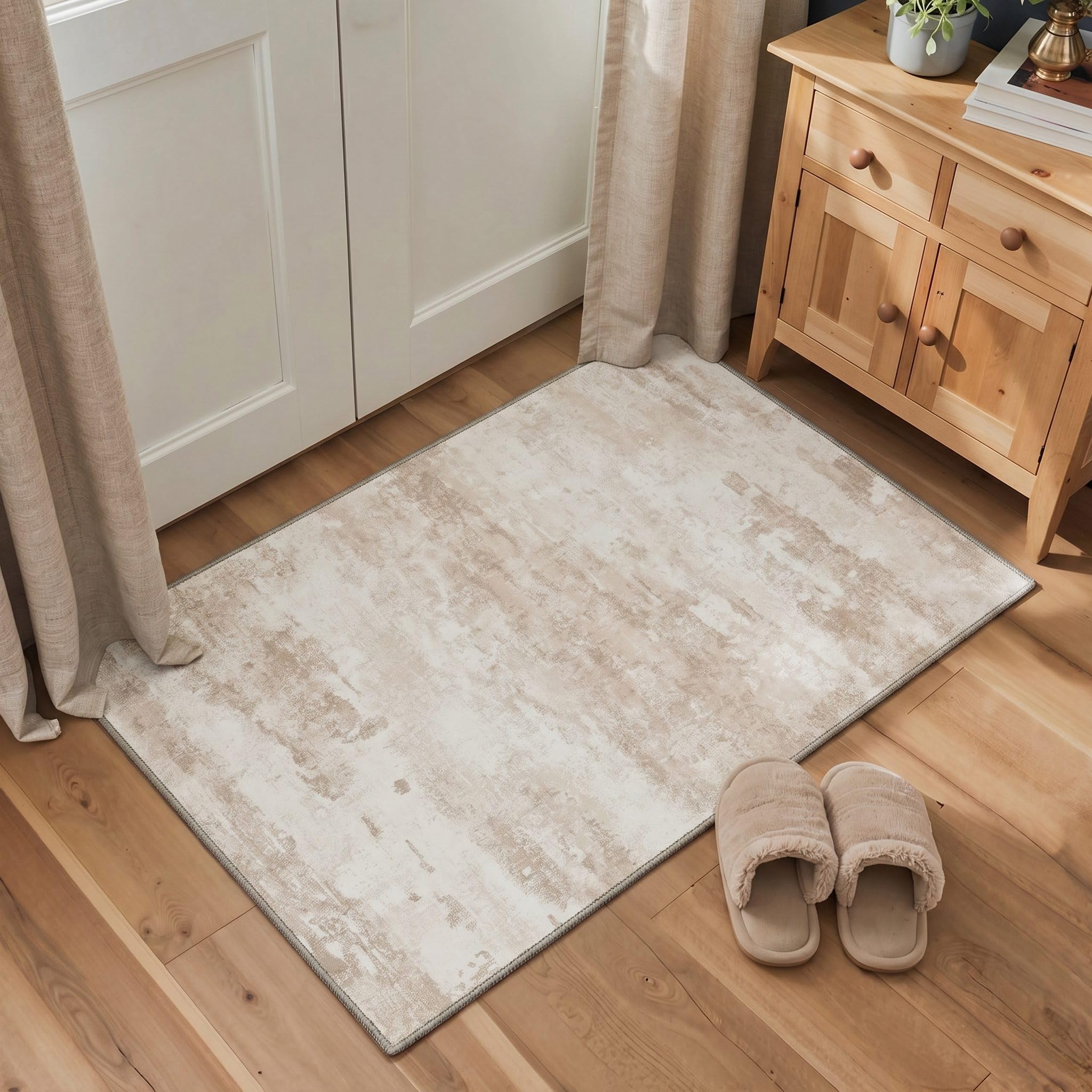 BEIMO 2x3 Area Rugs for Entryway, Oat Beige Washable Abstract Rug