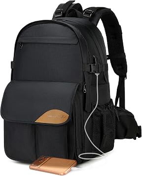 Padwa Lifestyle Black Large Camera Backpack - Wear Resistant Nylon Camera Bag, Multi Camera Backpacks for Photographers with 16  Laptop & Lens Compartment and Tripod Holder & Weather Resistant