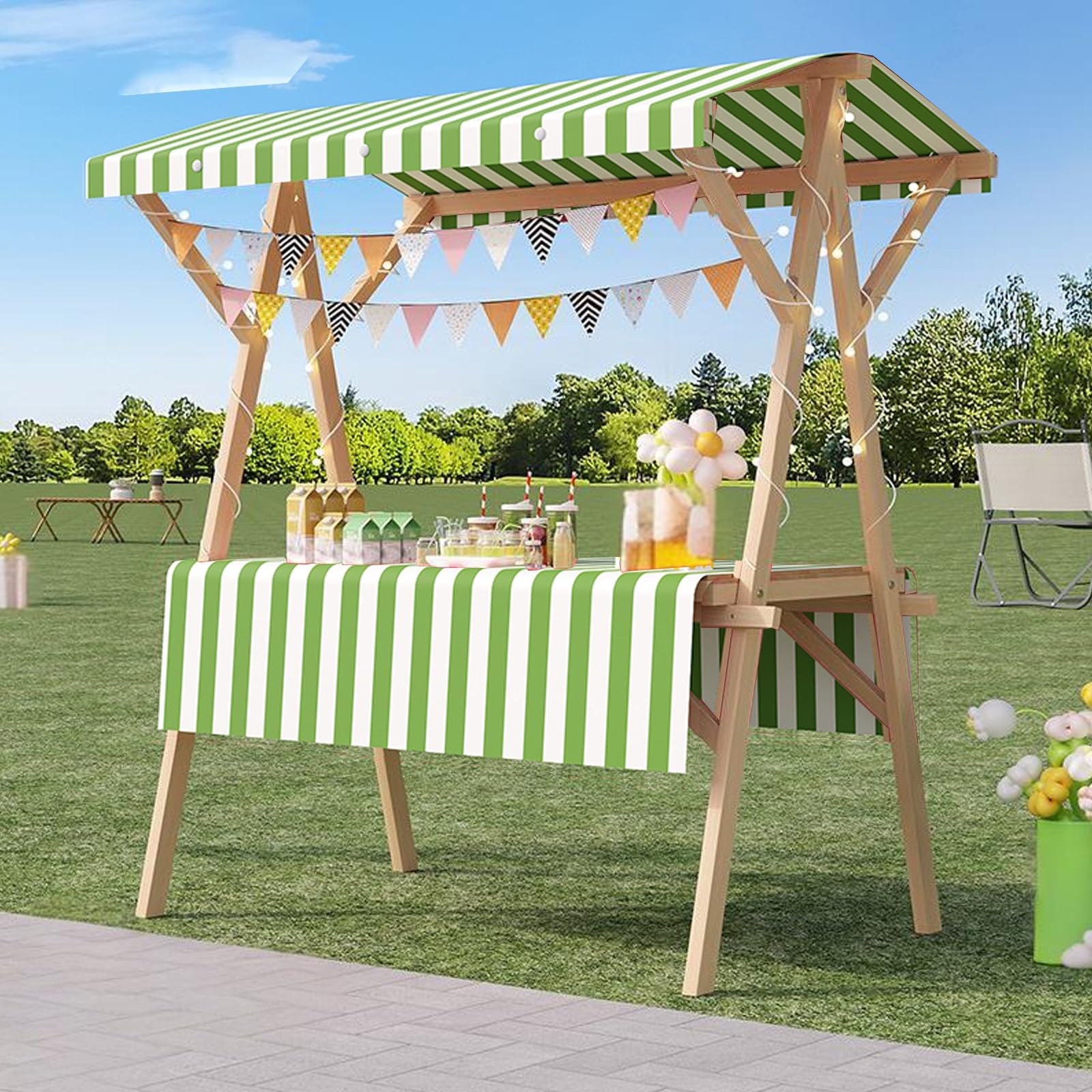 Food truck portable vert de 120 cm idéal pour réussir l'animation de vos marchés locaux