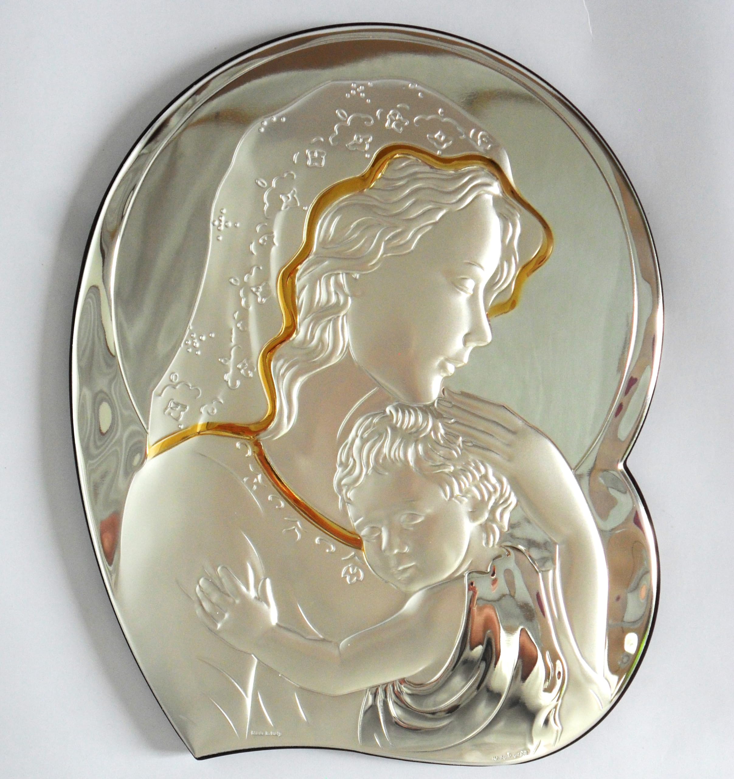 Argenti Annunziata REGALO MATERNITà NASCITA MADONNA CON GESù BAMBINO IN ARGENTO cm20x16x2 E LEGNO ICONA SACRA QUADRO SACRO ICONE SACRE MADE IN ITALY -> TUA IN 24/48h