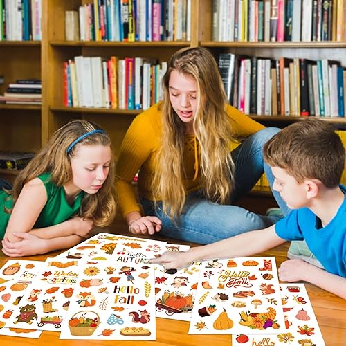 Miniatura 6 de Calcomanías de otoño, 640 unidades, calcomanías de Acción de Gracias para niños, Acción de Gracias, hojas de arce, calcomanías para fiesta de Acción