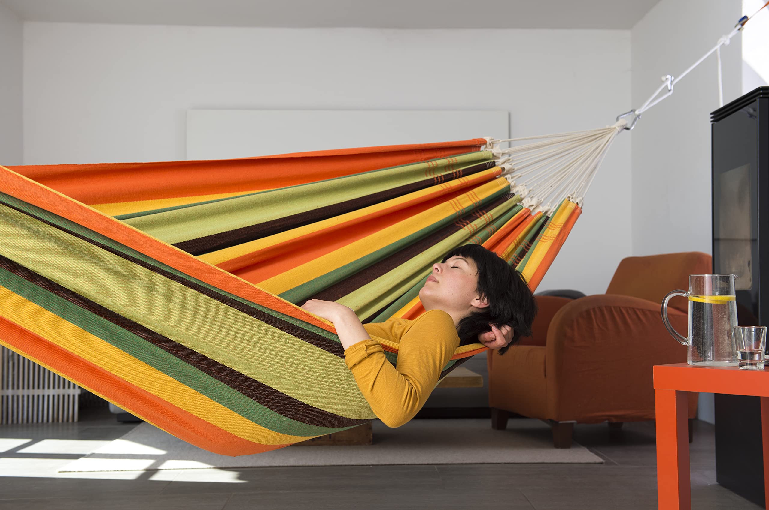 AMAZONAS XXL Komfort Hängematte Paradiso Esmeralda handgefertigt in Brasilien 250cm x 175cm bis 200kg in Buntgestreift