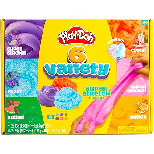Play-Doh 6 Variety Compounds - Super Stretch, Play Foam, Butter, Cloud, Compound Packs