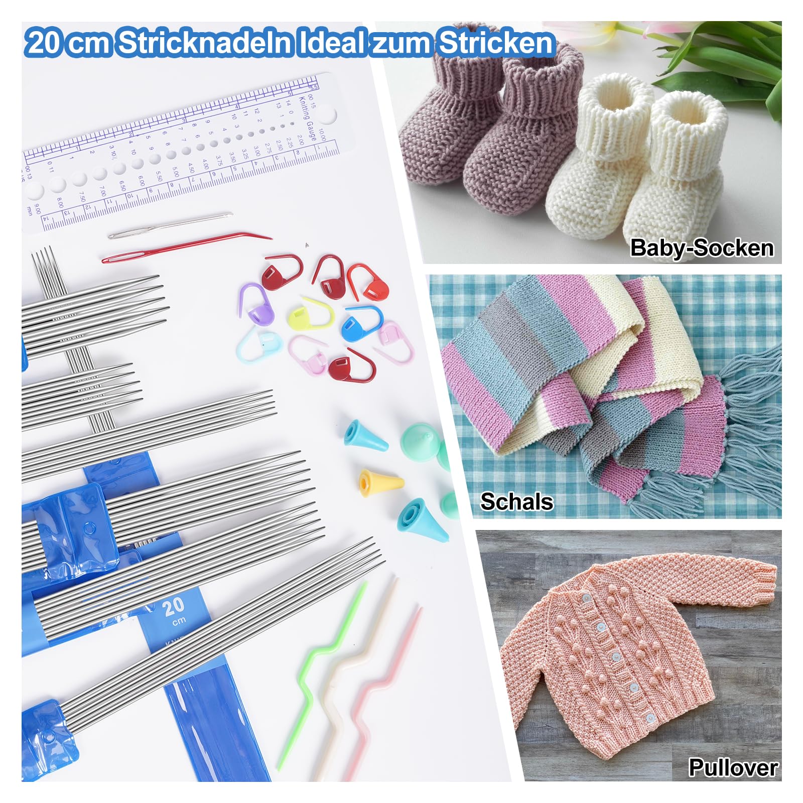 Breinaaldenset Voor Beginners, Brei- En Haakbenodigdheden Enkelpuntige Verkoolde