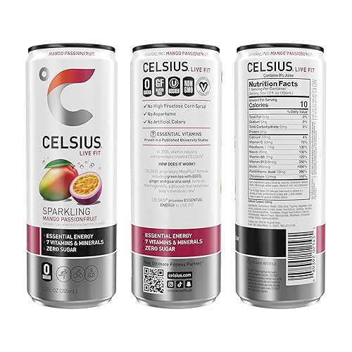 Miniatura 3 de CELSIUS Essential Energy Drink - Bebida energética de 12 onzas líquidas mango espumoso fruta de la pasión paquete de 12