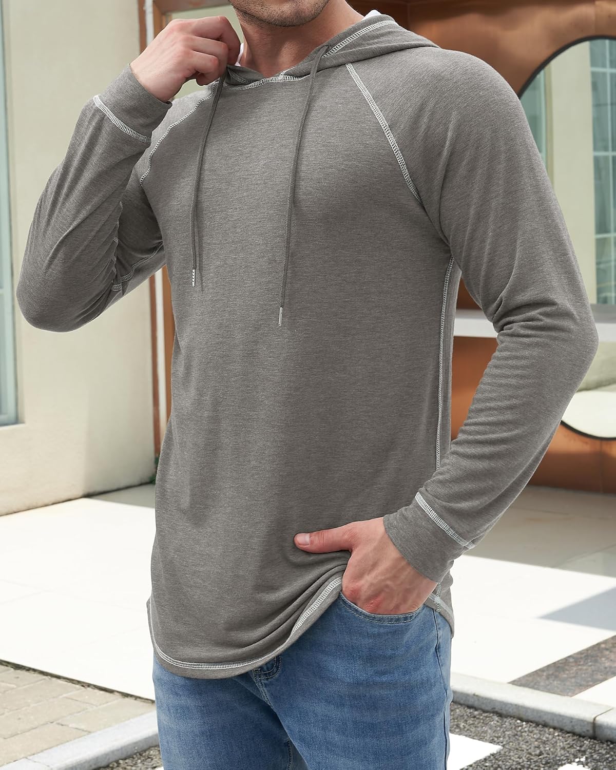 Aiyino Men's Long Sleeve Hoodie Workout Gym Sweatshirt Muscle Fit Fashion Athletic Hoodies Pullover Hooded T-Shirts - Image 4