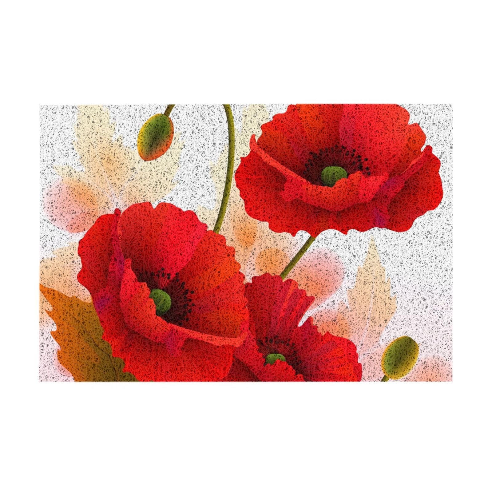 Paillasson intérieur coquelicots pour décorer l'entrée de maison VACSAX