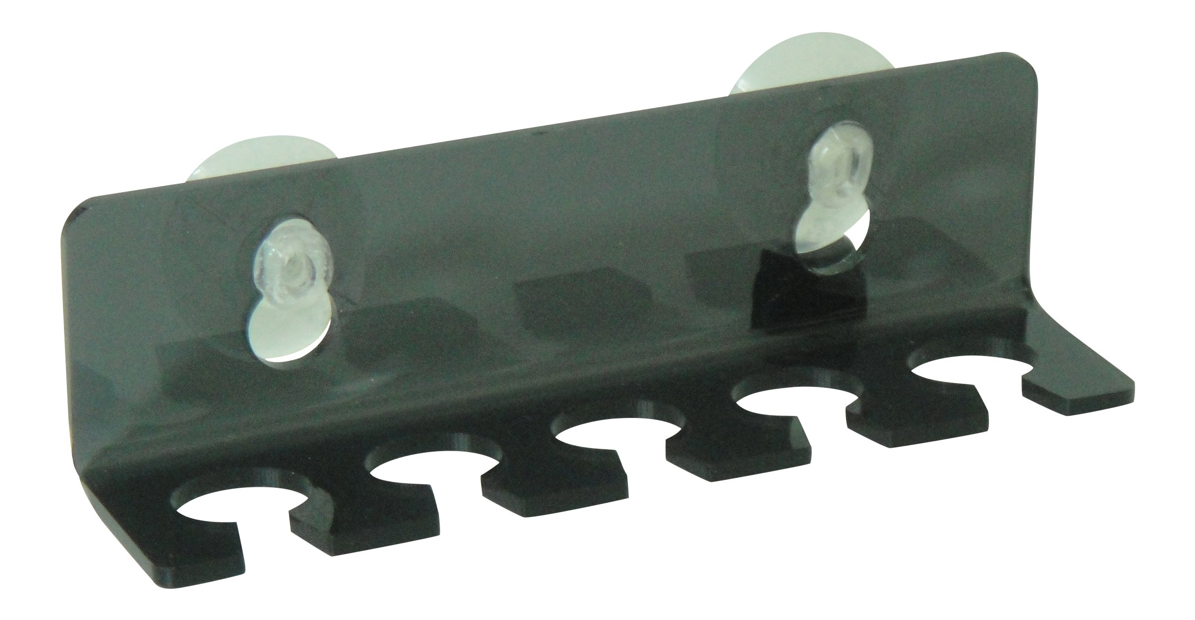 Focus Plastics TOOTHBRUSH 'STICK ON' HOLDER FOR 5 LARGE BRUSHES WITH 2 SUCTION CUPS - 10 COLOURS (Transparent Grey)