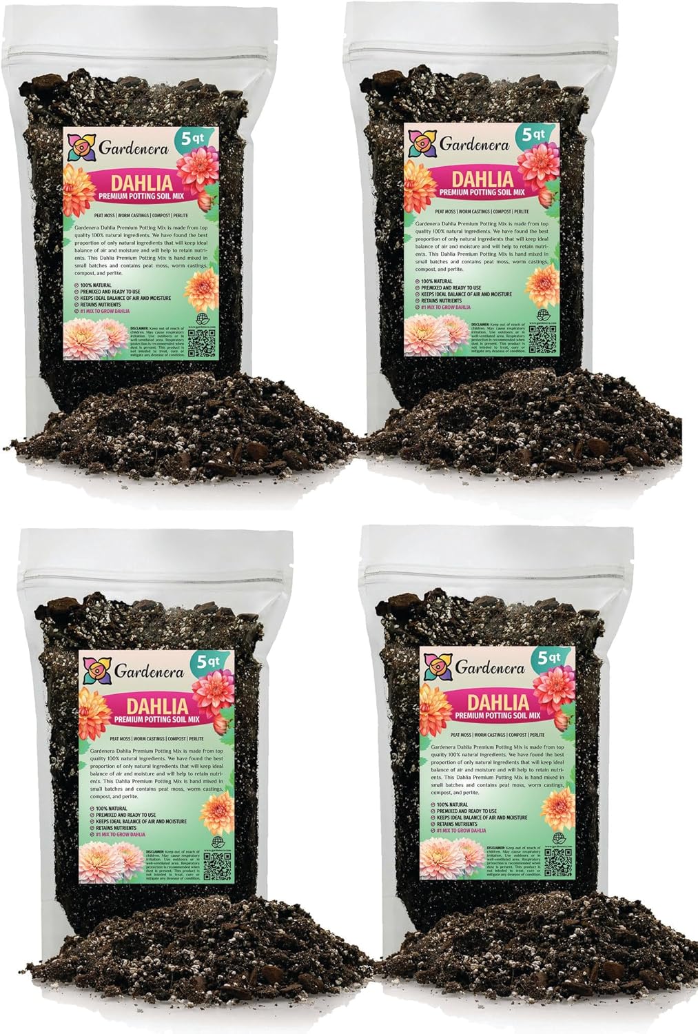 Expert Dahlia Potting Soil Mix by Gardenera - Enhance Growth and Color - Perfect Balance of Nutrients and Drainage - 3 Quart