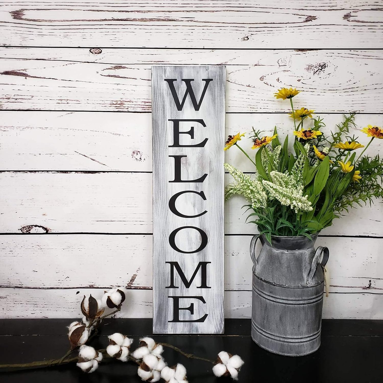 Tamengi Welcome Sign Welcome Sign for Front Door Vertical Welcome Sign Farmhouse Decor Porch Decor Wooden Welcome Sign Front Door Decor 24x6inch