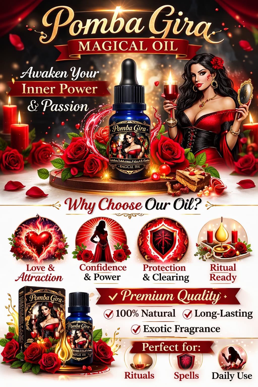 Urooh Pomba Gira Oil 10ml | Ritual & Spiritual Attraction | Premium Concentrated Mystic Fragrance | Handmade Energy Oil for Manifestation & Personal Aura 1