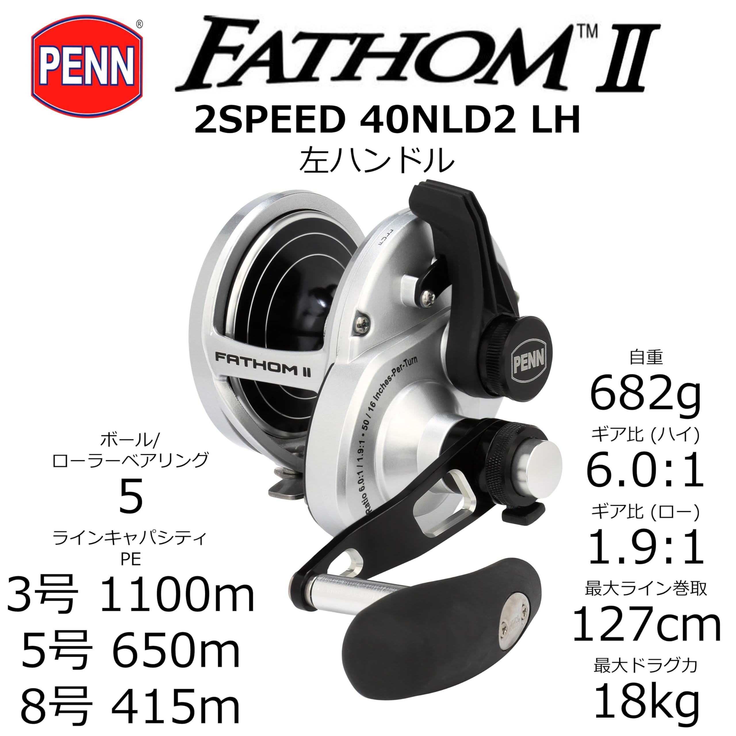 Penn Fathom II Lever Drag 2 Speed - 40NLD2LH Reel BX: Buy Online