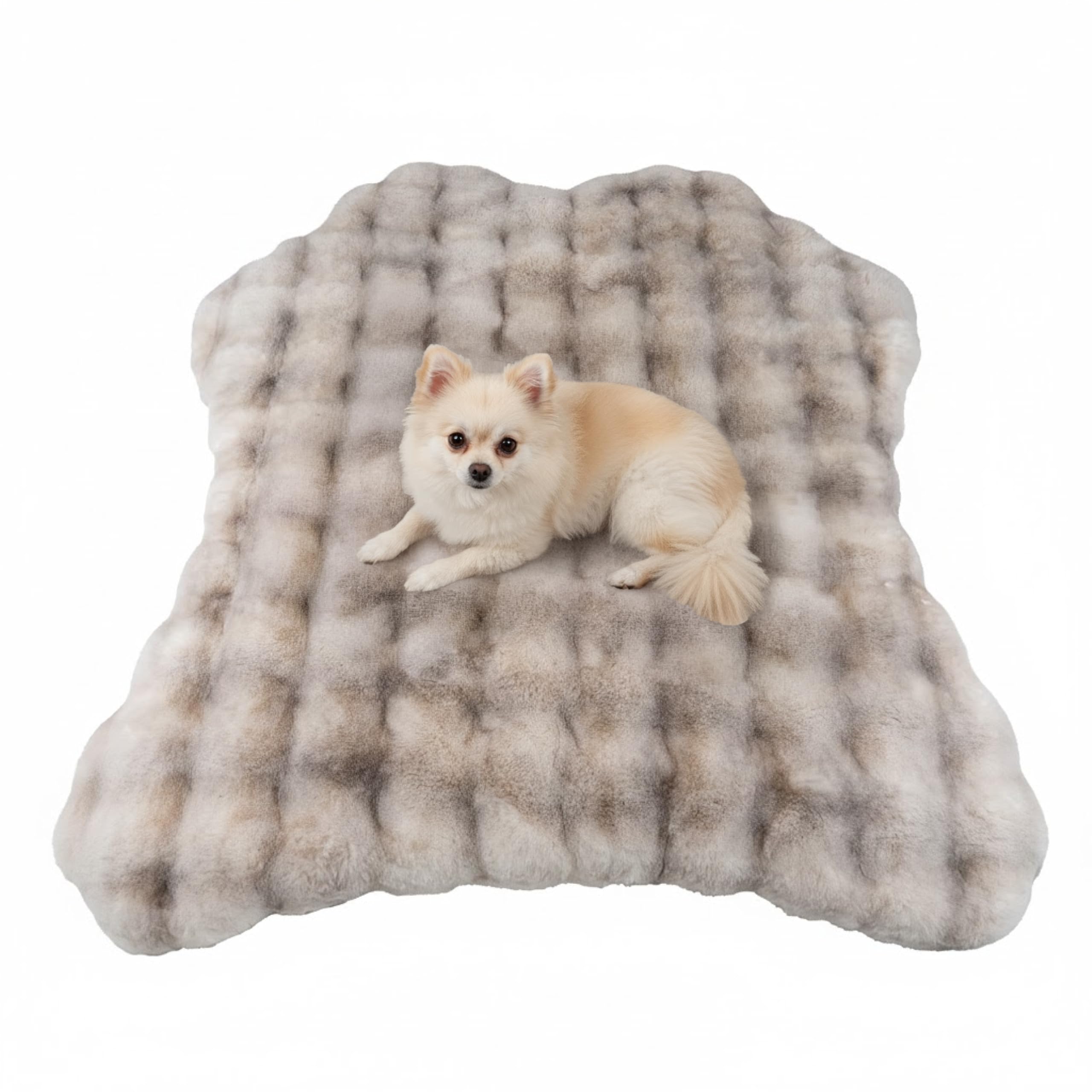 Mon Chateau 35” x 40” Faux Fur Bubble Mat, Machine Washable Waterproof Orthopedic Memory Foam Pad, Anti-Skid Bottom for Dogs, Pets &amp; Home Use, Marble