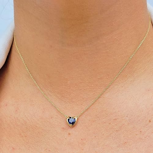 Miniatura 18 de 18K Solid Yellow Gold Genuine Gemstone Choker Necklace, 15 inches Chain Pendant Dainty Necklace gift for her