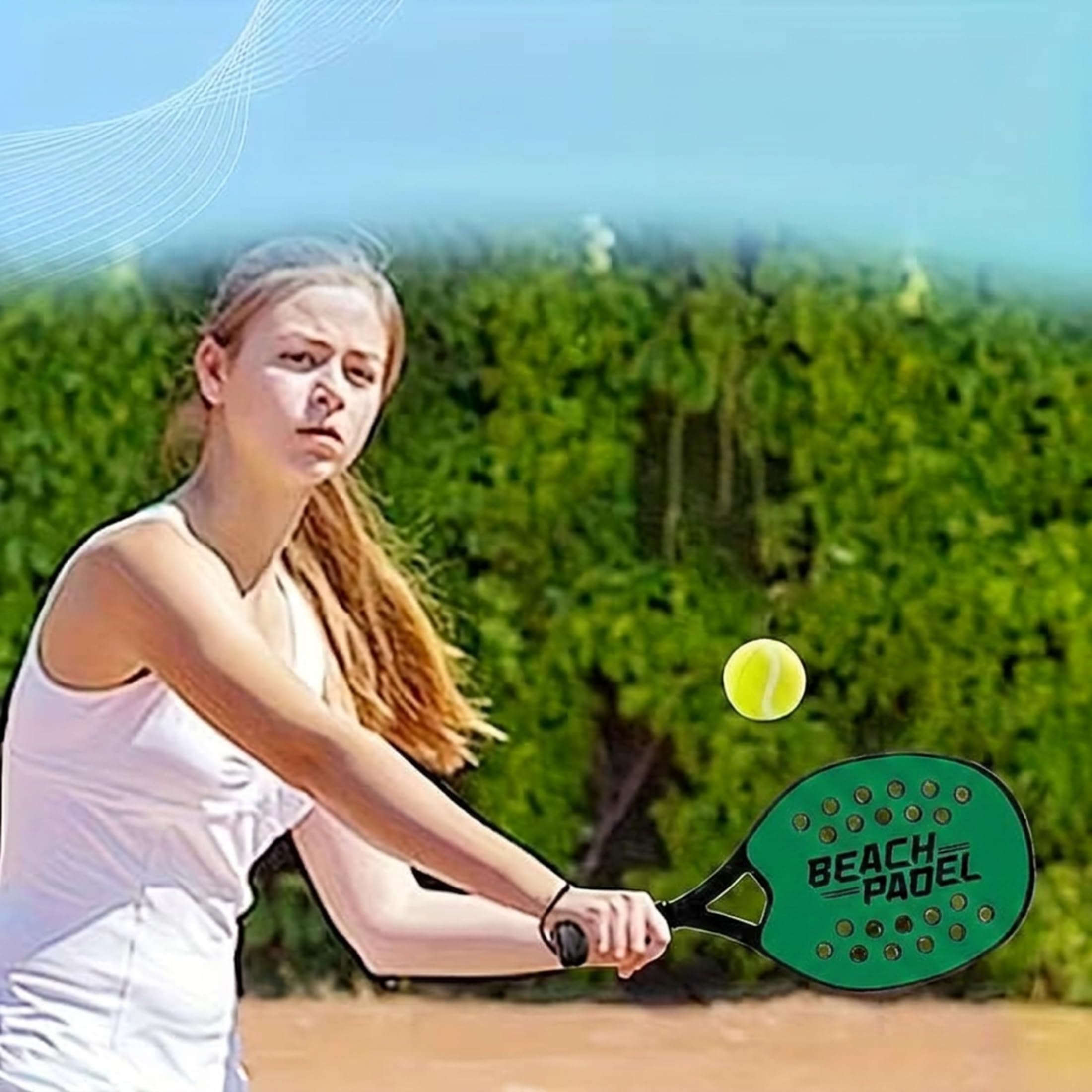 Paire de raquettes de plage pour padel et tennis de plage avec balle souple Set de bois pour la mer, la plage, la piscine, la mer, le jardin, raquettes de plage imperméables