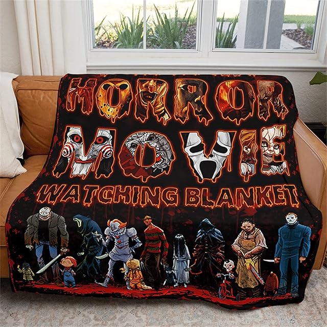 Enthusiasm Horror Blanket Halloween Blanket Flannel Blankets Gifts Home Decor for Halloween for Bedding Couch Sofa (#2,77 x 102 cm(30"X40"))