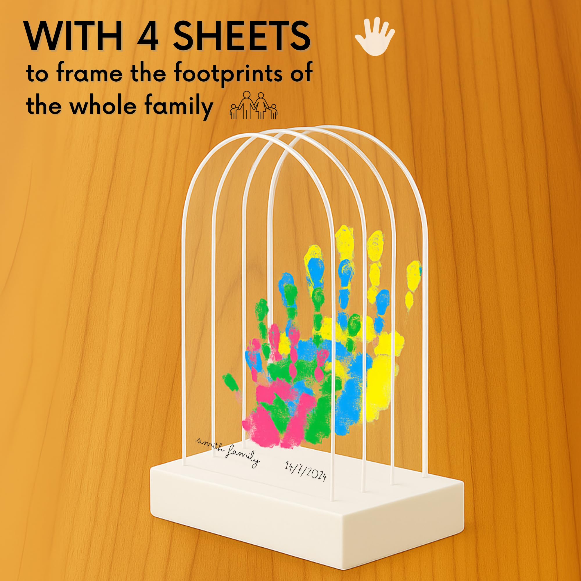 HuBorns - Baby Hand and Footprint Kit & Family Handprint Kit with 4 Handprint Spaces, Hand and Foot Print for Baby Painting Frame, Perfect as New Baby Gifts, New Mum Gift and Family Gifts — view 6