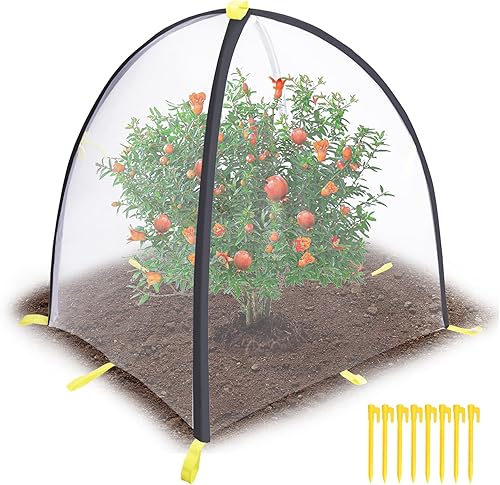 Cubierta de barrera de insectos de 35 x 35 x 39 pulgadas, cubierta de malla para proteger insectos y pájaros con estacas para proteger las plantas y