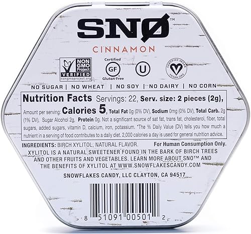 Miniatura 2 de Chips de caramelo de xilitol Cinnamon KETO (paquete de 3) - SNØ lata de 1.5 onzas - Caramelo sin azúcar con solo 2 ingredientes  Bajo en