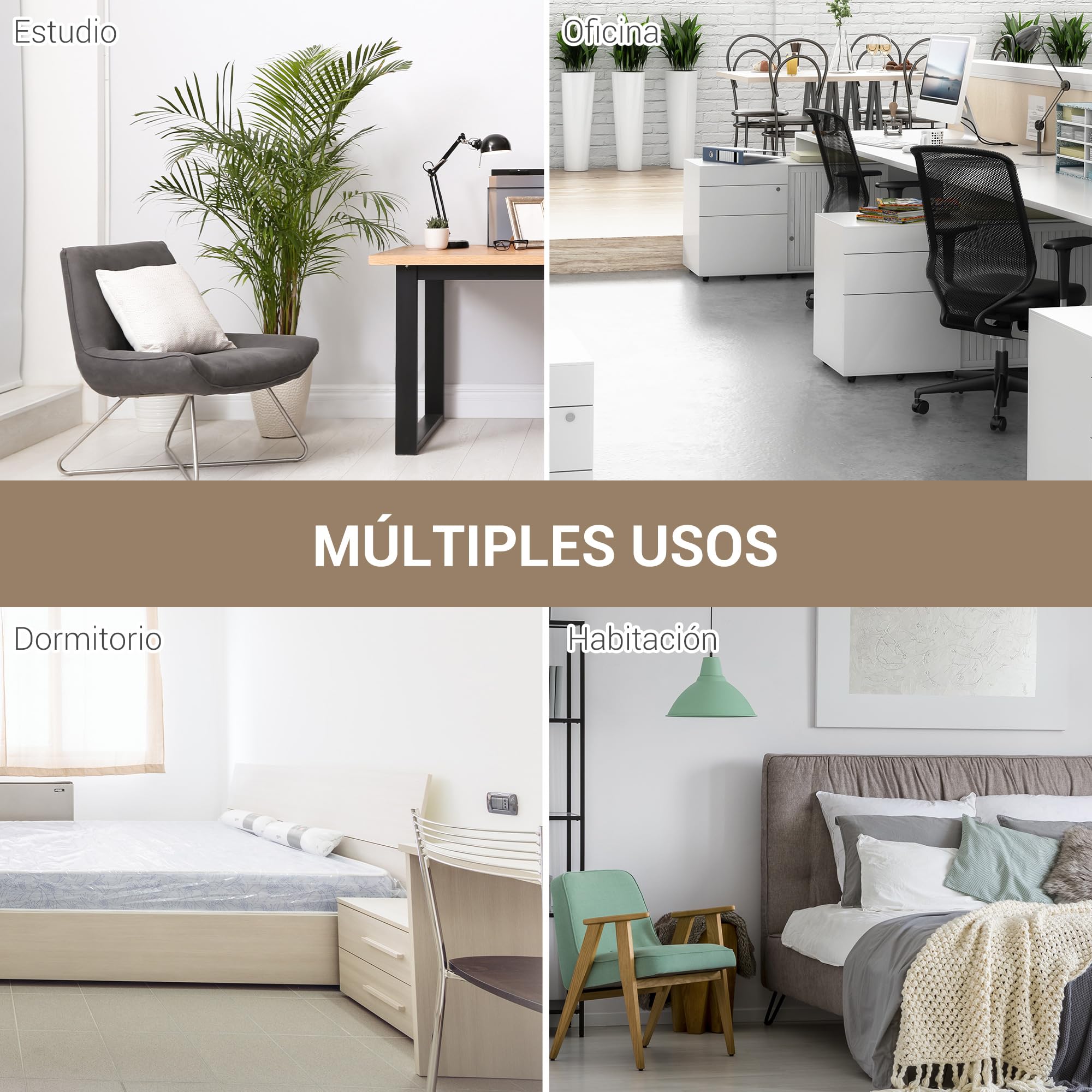 HOMCOM Mesa de Escritorio Moderna Marco Acero 120x60x76 cm Blanco y Natural | Mesa de Estudio, Pies Ajustables, Mesita de Ordenador, para Oficina Hogar