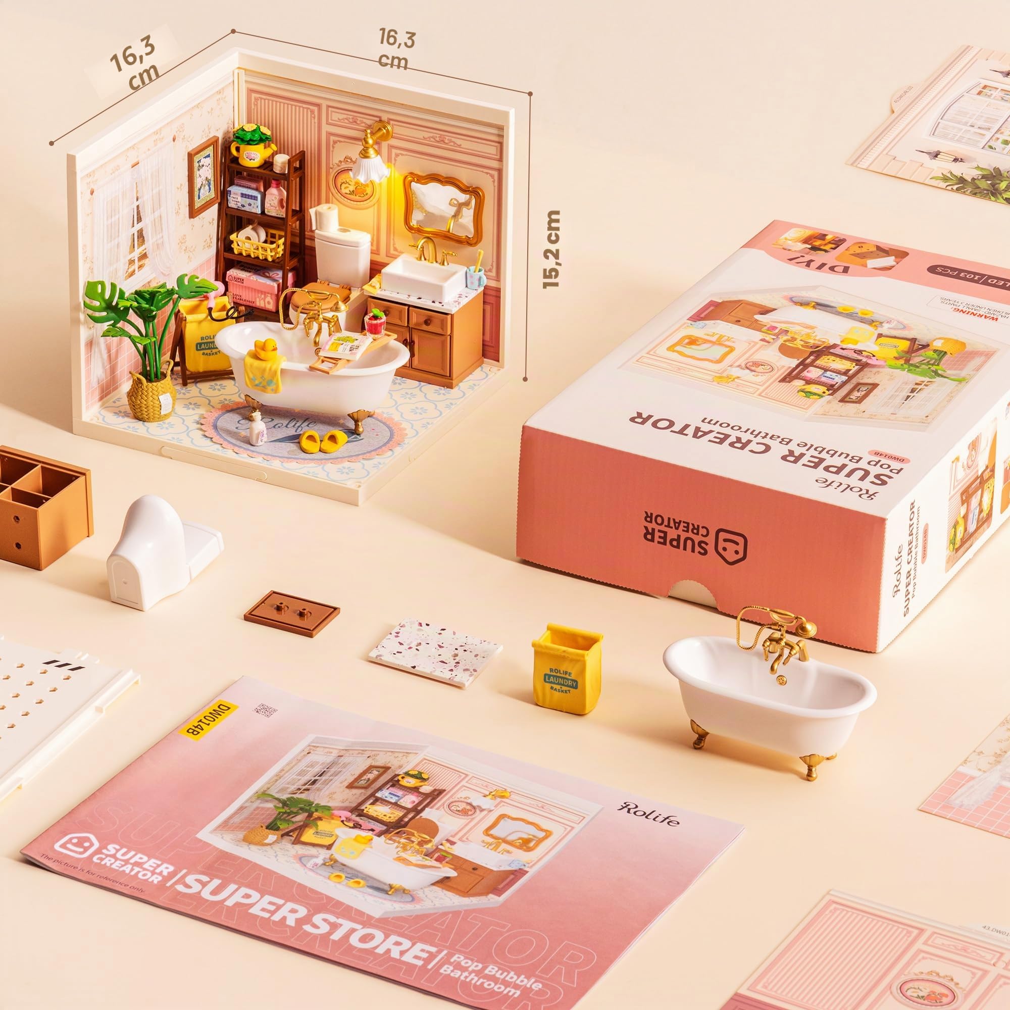 Rolife Super Creator Kit di Costruzione Fai da Te Casa in Miniatura, Kit di Costruzione Miniatura, Costruire da Soli, Decorazione per Scrivania o Libreria, Kit di Modelli di Costruzione, Diorama, Kit