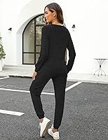 Vista 31 de Wiholl - Conjuntos de dos piezas para mujer: ropa cómoda con sudadera abotonada y pantalones deportivos con bolsillos