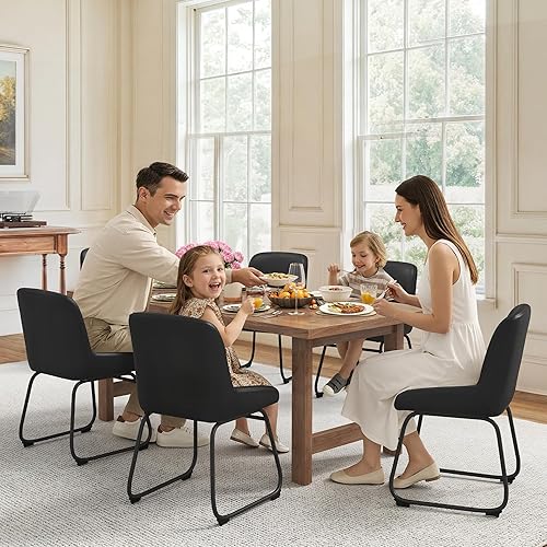 Miniatura 4 de LUE BONA Juego de 4 cómodas sillas de comedor, modernas sillas de cocina tapizadas con respaldo acolchado y patas de metal gruesas para comedor,