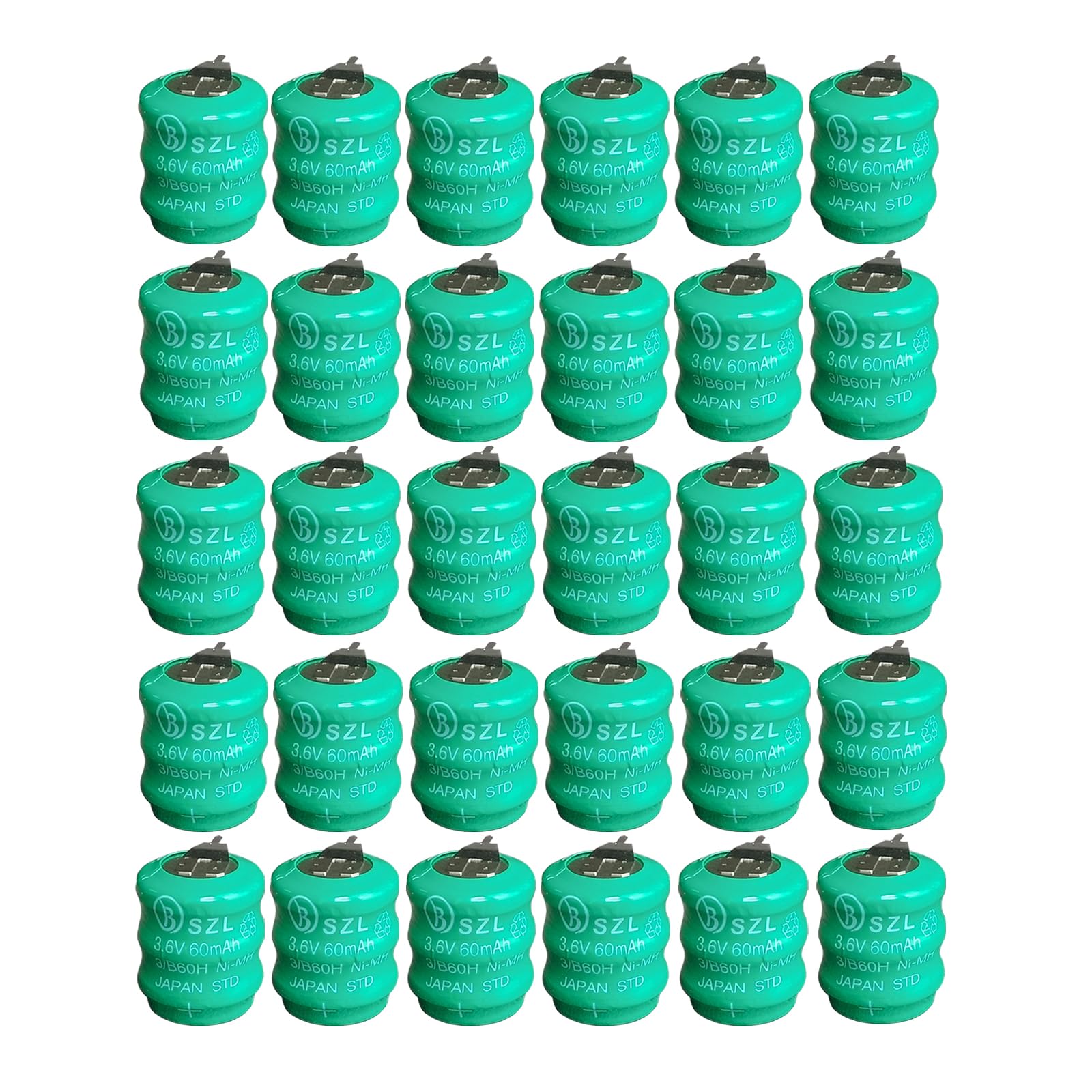 POWCAMAH 30 Pcs 3.6V 60MAH Ni-MH Battery for Varta 3/V60H PLC CNC Chip Data Power Supply 2 Pin