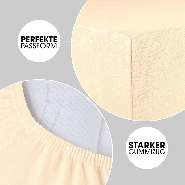 CelinaTex Jersey Topper Spannbettlaken Lucina 180x200-200x200cm Natur beige 100% Baumwolle gekämmt bis 12cm Matratzenhöhe Spannbettbezug, Leintuch, Bettlaken, elastisch, Strech, Oeko-Tex - 4