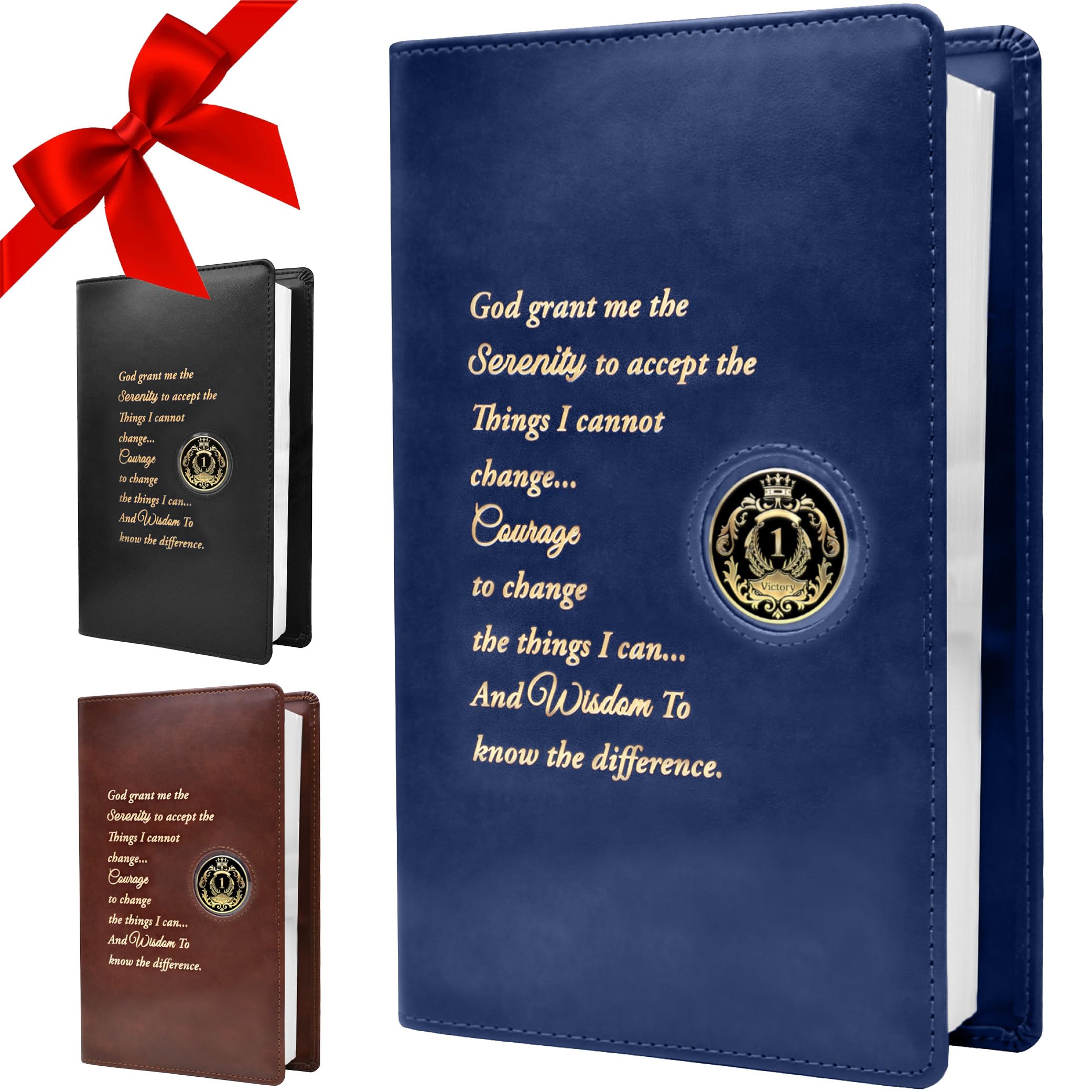 GALILEO AA Big Book Cover | Navy Blue | Single/Serenity Prayer | PU Leather | No Closure — image 1