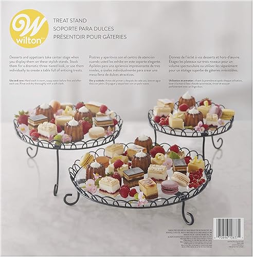 Vista 4 de Wilton 3-Tier Treat Stand - Display and Serve Your Treats on the 3-Tiered Scalloped Treat Stand, Can Be Separated As 3 Individual Serving Displays