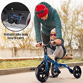 YGJT 3 in 1 Tricycle for Toddlers Age 2-5 Years Old, Folding Kids Balance Bikes with Adjustable Seat and Removable Pedal, Ride-on Toys for Infant, Gift for Baby Boys Girls Birthday(Blue)