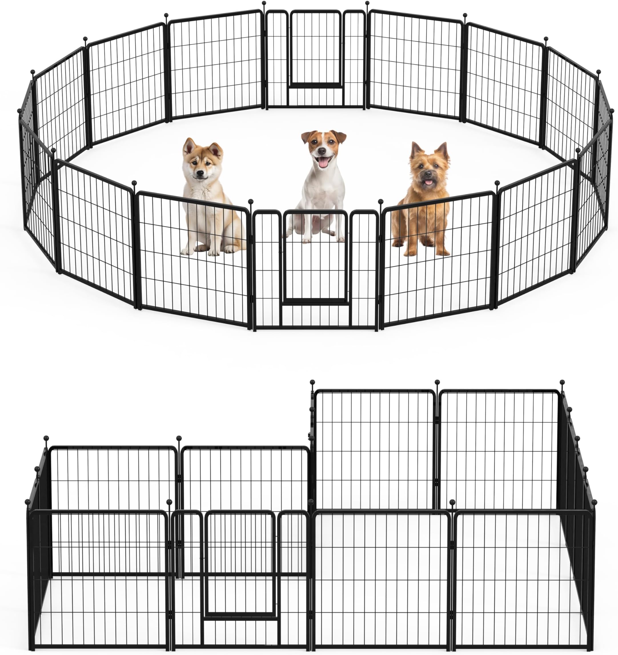 Dog Playpen 24 Inch 16 Panels, Ideal Dog Fence for Puppy/Small Dogs Indoor & Outdoor Bliss, Perfect Dog Pen for Camping, Yard, RV, Garden Fence, Black