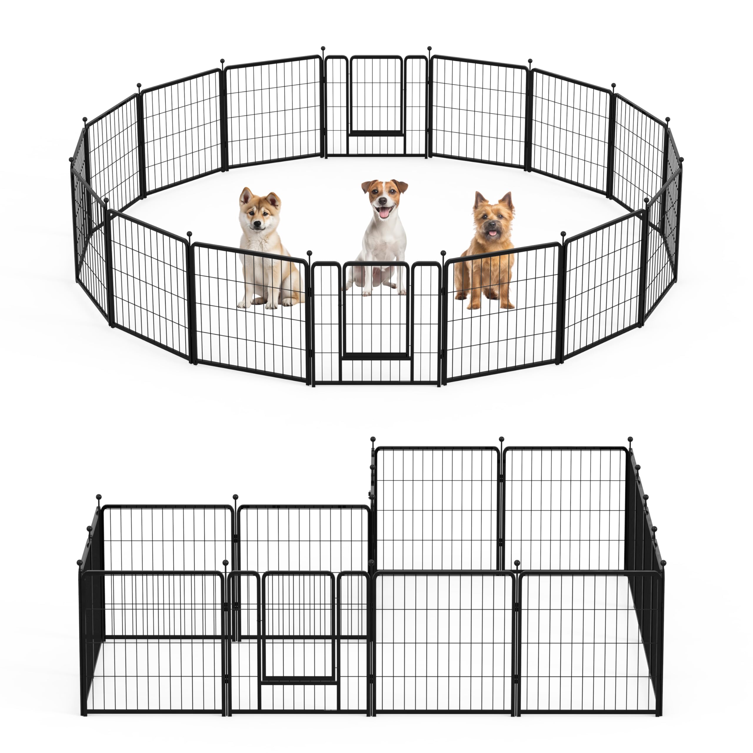 Dog Playpen 24 Inch 16 Panels, Ideal Dog Fence for Puppy/Small Dogs Indoor & Outdoor Bliss, Perfect Dog Pen for Camping, Yard, RV, Garden Fence, Black