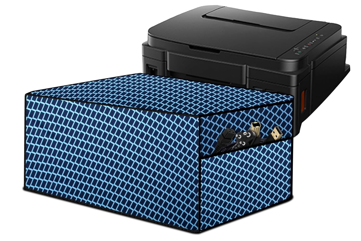 Stylista Waterprood and Dustproof Printer Cover Suitable for Canon Image Class LBP6030W, Check Blue, Polyester