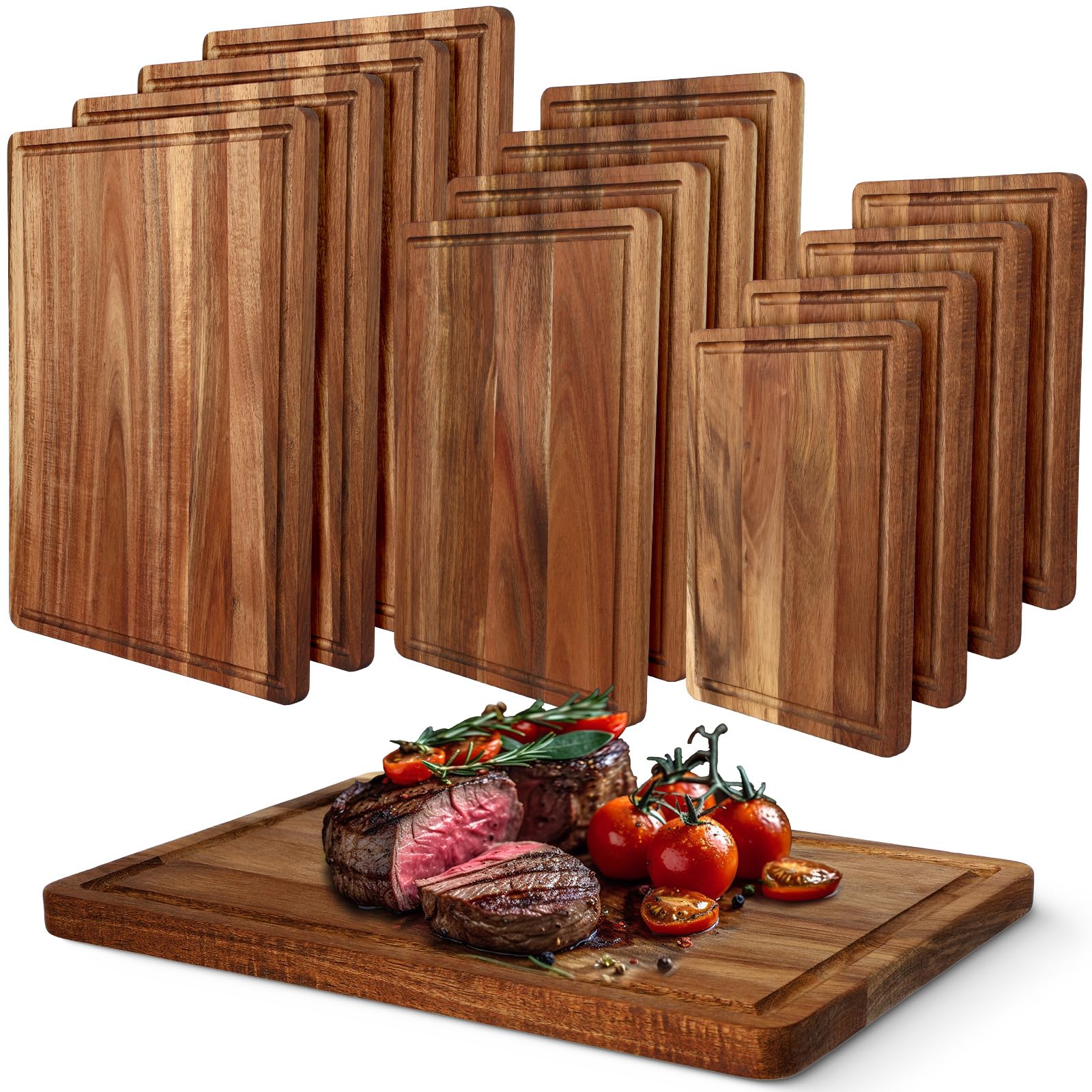 Tioncy Juego De 3 Tablas De Cortar De Madera De Acacia Grandes De 16.5 X 13 Pulgadas, 13.3 X 10 Pulgadas Y 11.5 X 9 Pulgadas, Tablas De Cortar De Madera