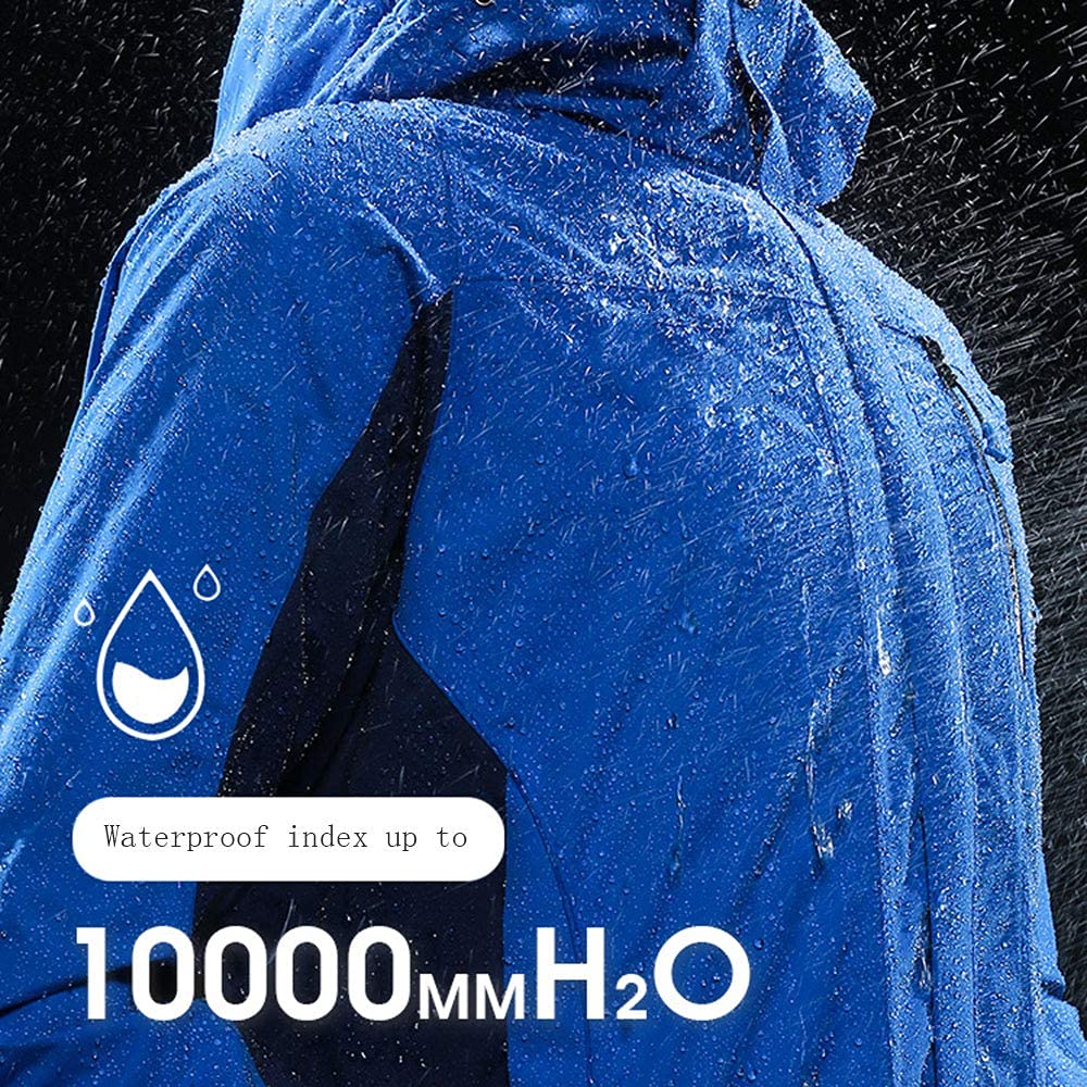 MU Mujeres para Hombres 3 en 1 Chaqueta de Esquí Impermeable Chaqueta de Lluvia a Prueba de Viento Invierno Abrigo de Snowboard Al Aire Libre/Blue/Xxl