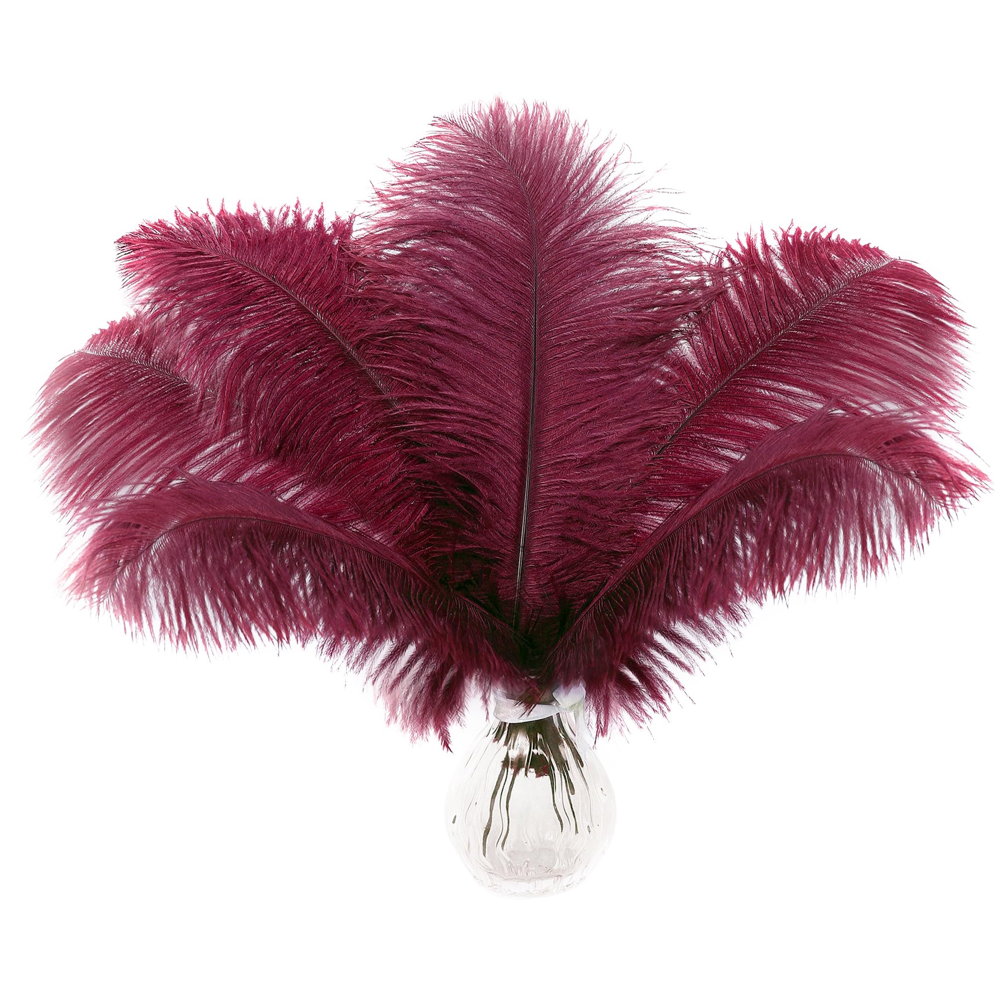 Soarer Burgundy Large Ostrich Feathers - 15 pcs 12-14inch Craft Feathers for Gatsby Wedding Party Centerpieces,Flower Arrangement and Home Decoration.