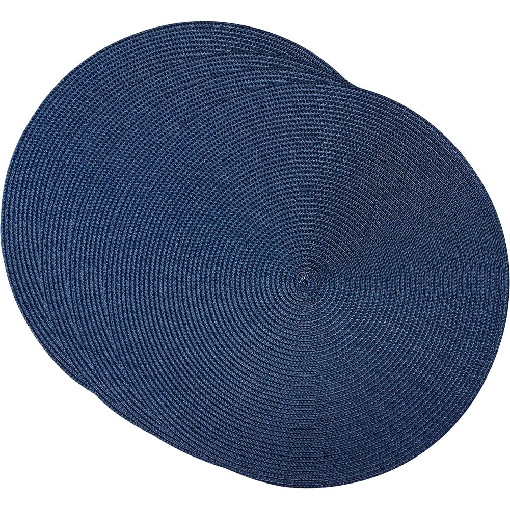 Scf2017 Blue Round Woven Plastic Placemats 38Cm Stylish And Practical Dining Table Mats,Set Of 4,