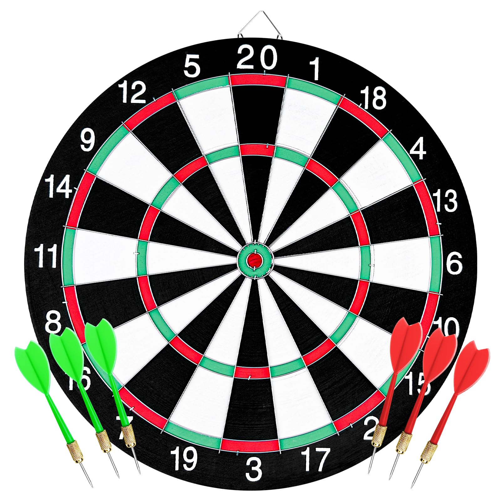 WinGluge Bersaglio Freccette 40.5CM, Set Freccette Gioco Tirassegno Anello Numerico, Classico con 6 Freccette Professionali per Attività Aria Aperta e Riunioni Famiglia