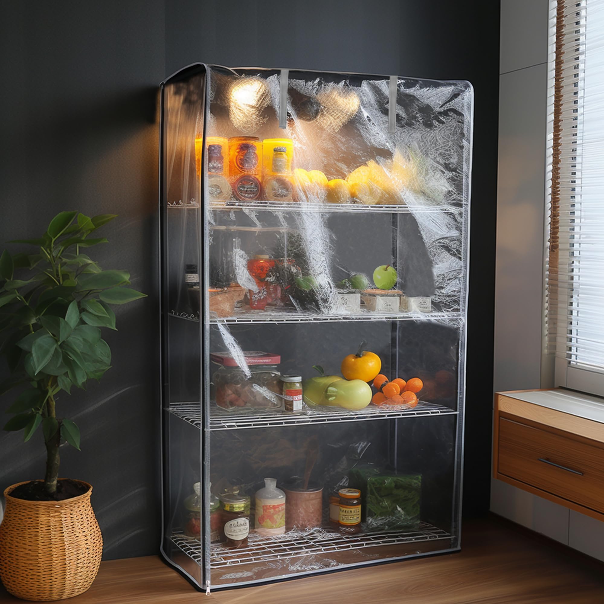 wasserdichte Regalabdeckung, transparentes PVC, klar sichtbare Drahtregalabdeckungen, Outdoor-Regalabdeckungen für Drahtregale mit Reißverschluss, 121,9 cm B x 45,7 cm T x 182,9 cm H