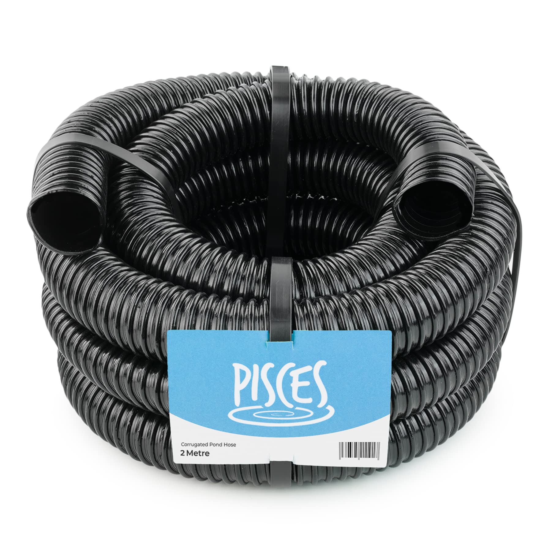 Pisces 40mm (1.5 inch) Black Pond Corrugated Flexible Hose Pipe - 2m Roll