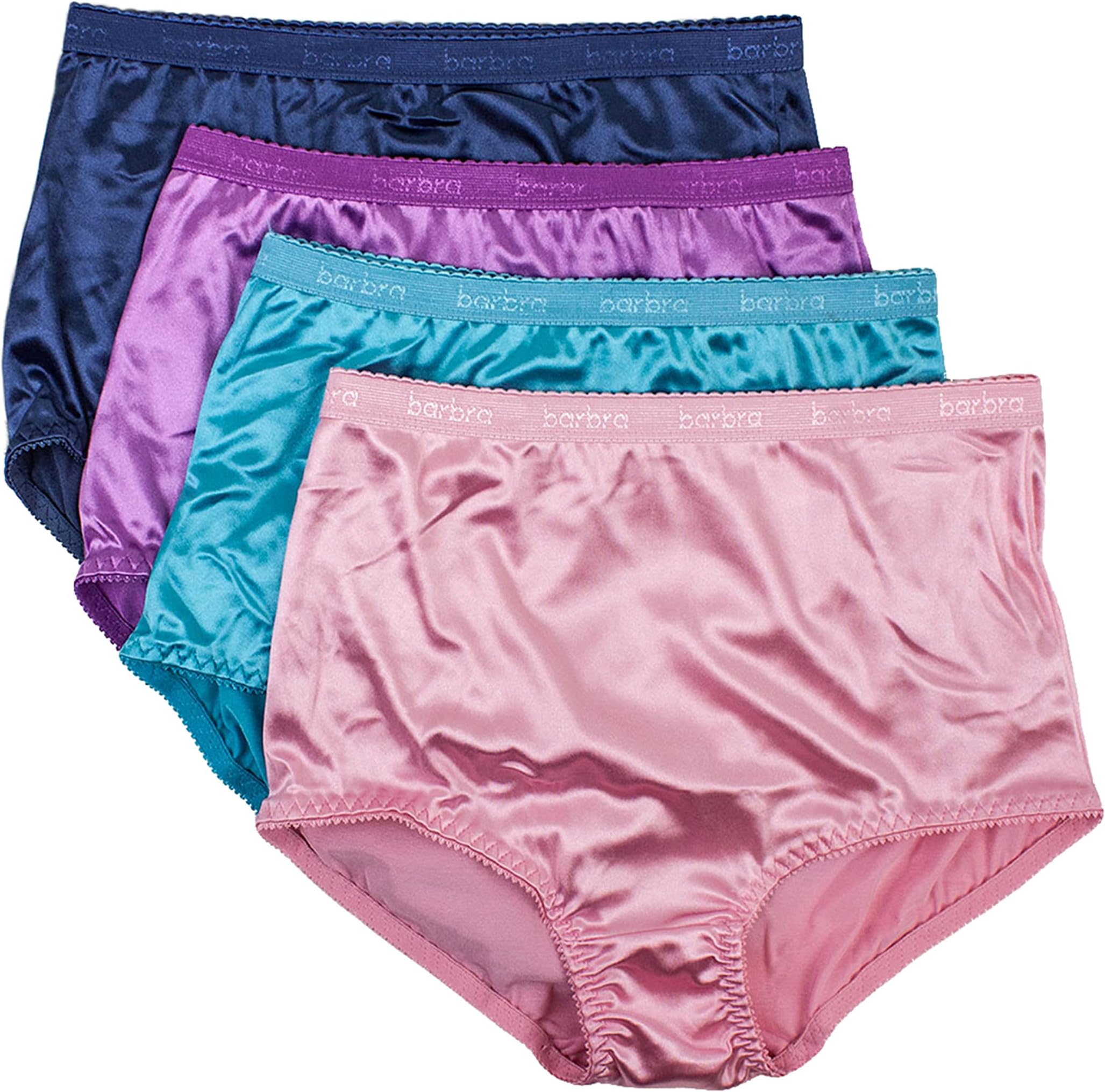 Satin Panties S to Plus Size Womens Underwear Full Coverage Brief Multi-Pack