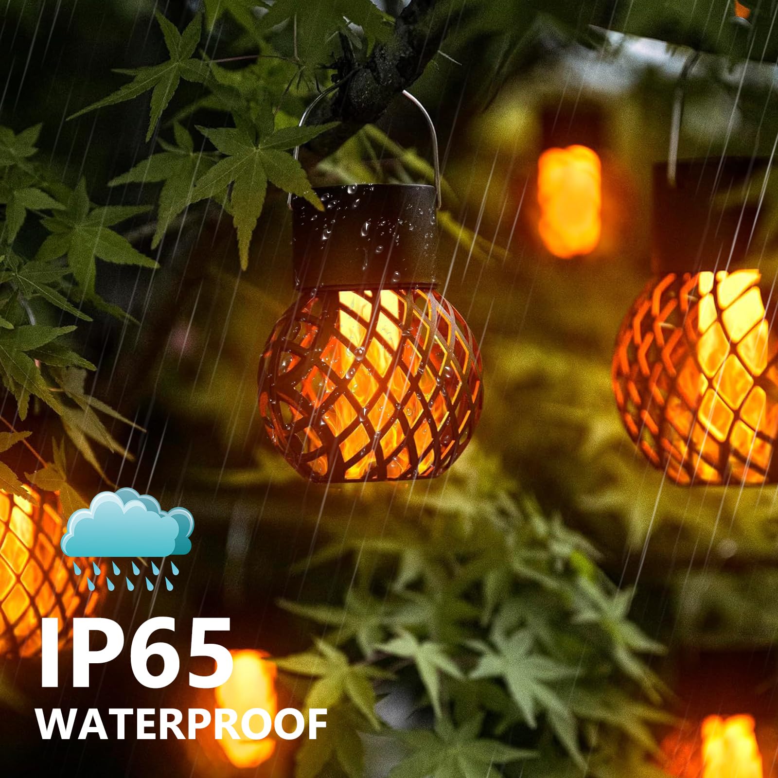 8 Pezzi Lampada Solare a Sospensione per Esterno, Lampade Solari per Esterno a Sospensione, Luce Solare a Fiamma, Luci Solari per Giardino Impermeabili Ip65 per Esterno, Decorazione da Giardino