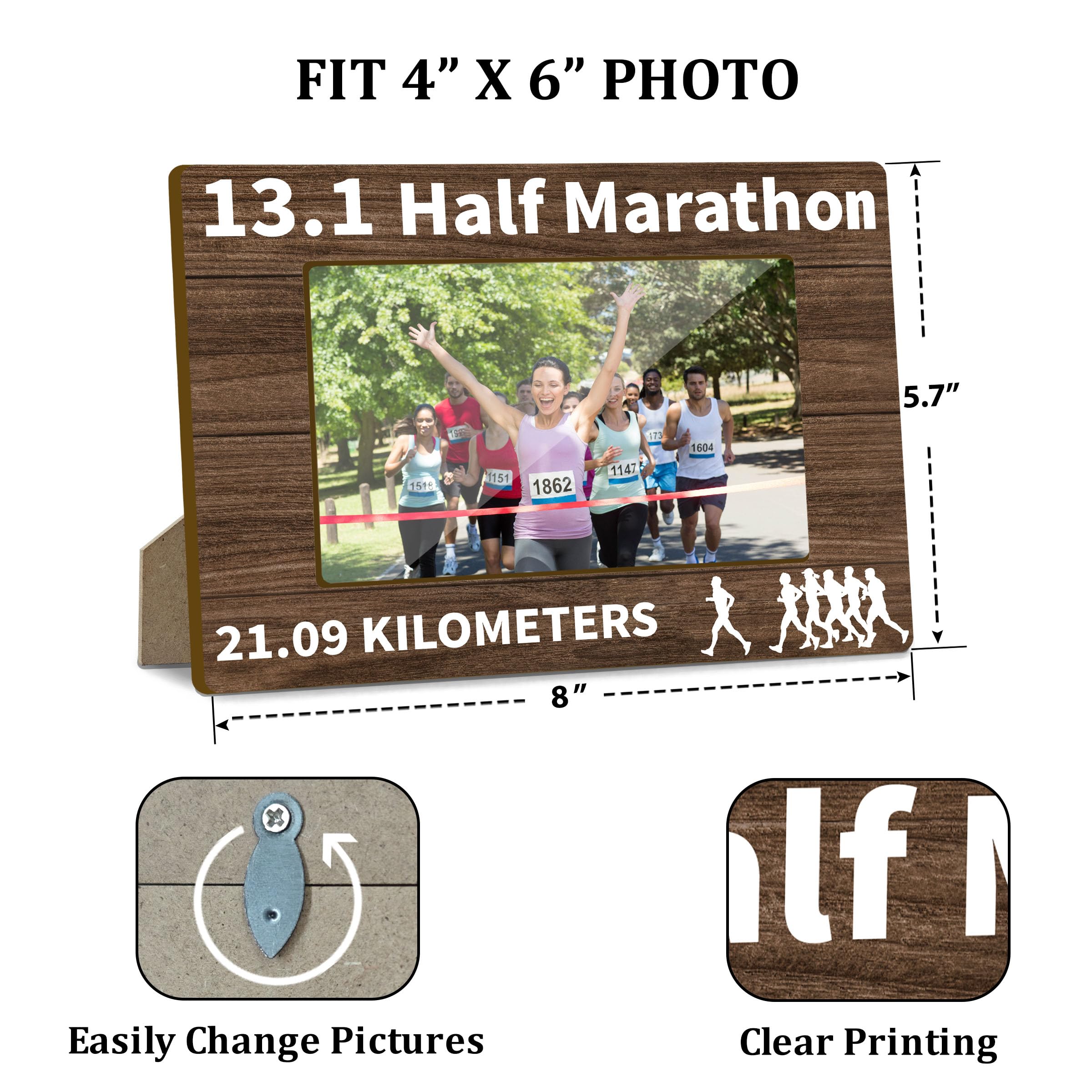 Runner Picture Frame, Half Marathon Gifts for Women Men Running Photo Frame Keepsake, Birthday Christmas Gifts for Runners Home Office Desktop Decoration -009