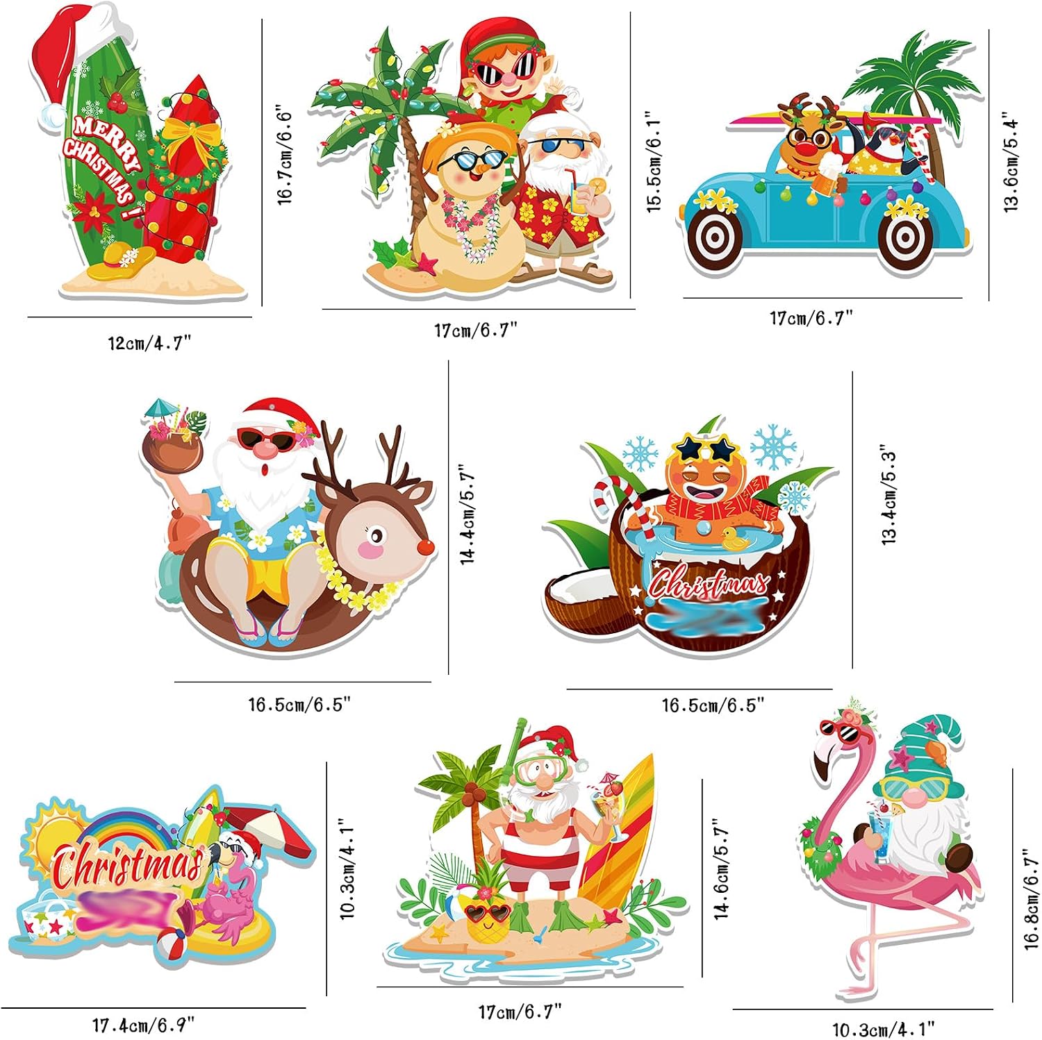 HOWAF 30pcs Hawaiian Christmas Decorations Hanging Swirls, NO-DIY Tropical Christmas Party Decorations, Mele Kalikimaka Christmas Decorations Flamingo Beach Tropical Hawaiian Christmas