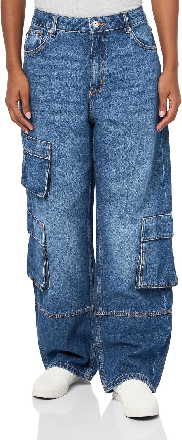 HUGO Women's Cargo Pocket Wide Leg Jean